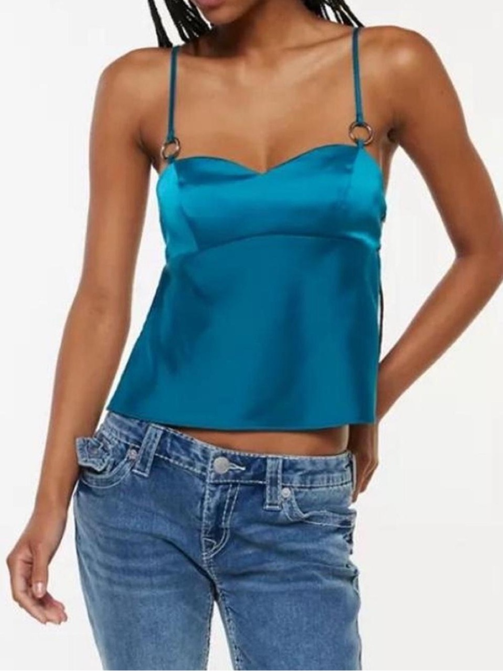 Silence & Noise Blue Satin Top